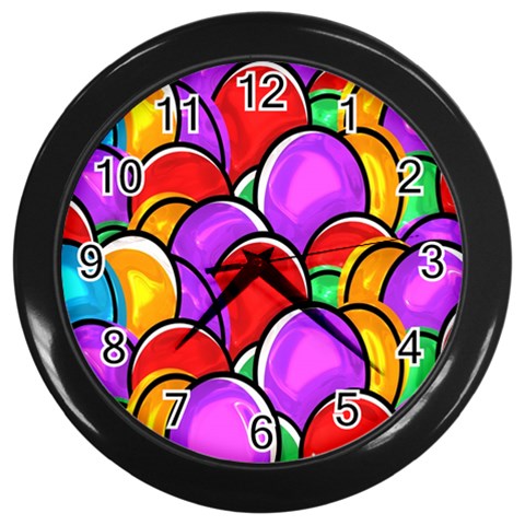 Colored Easter Eggs Wall Clock (Black) from ArtsNow.com Front