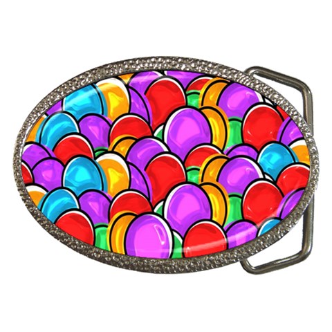 Colored Easter Eggs Belt Buckle (Oval) from ArtsNow.com Front