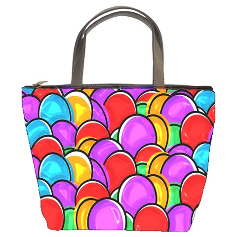 Colored Easter Eggs Bucket Handbag from ArtsNow.com Front