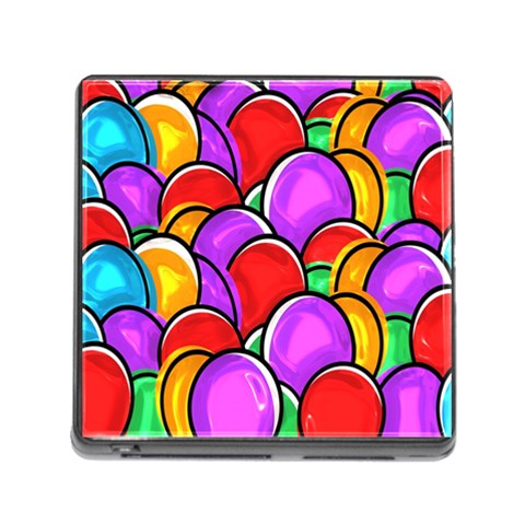 Colored Easter Eggs Memory Card Reader with Storage (Square) from ArtsNow.com Front