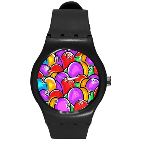 Colored Easter Eggs Plastic Sport Watch (Medium) from ArtsNow.com Front