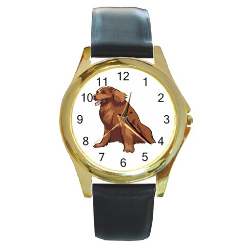 Irish Setter Round Gold Metal Watch from ArtsNow.com Front