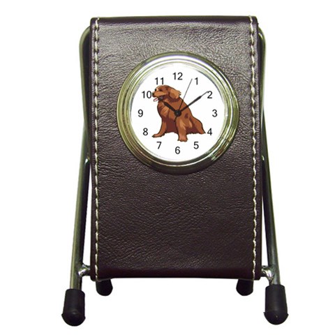 Irish Setter Pen Holder Desk Clock from ArtsNow.com Front