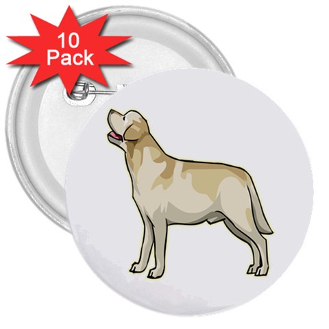 Labrador Retriever 3  Button (10 pack) from ArtsNow.com Front