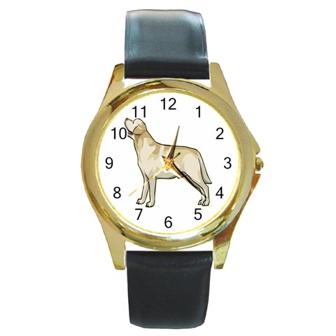 Labrador Retriever Round Gold Metal Watch from ArtsNow.com Front