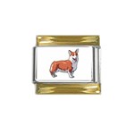 Pembroke Welsh Corgi Gold Trim Italian Charm (9mm)