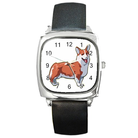 Pembroke Welsh Corgi Square Metal Watch from ArtsNow.com Front