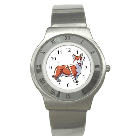 Pembroke Welsh Corgi Stainless Steel Watch from ArtsNow.com Front