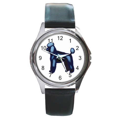 Poodle Round Metal Watch from ArtsNow.com Front