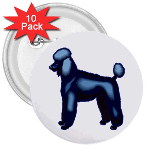 Poodle 3  Button (10 pack) from ArtsNow.com Front