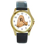 Poodle Round Gold Metal Watch