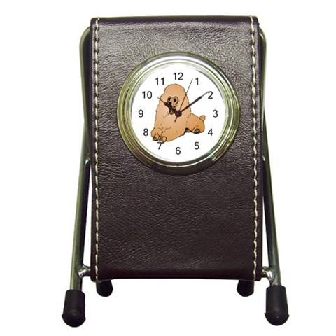 Poodle Pen Holder Desk Clock from ArtsNow.com Front