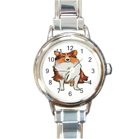 Shetland Sheepdog Round Italian Charm Watch from ArtsNow.com Front