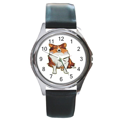 Shetland Sheepdog Round Metal Watch from ArtsNow.com Front