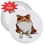 Shetland Sheepdog 3  Button (10 pack)