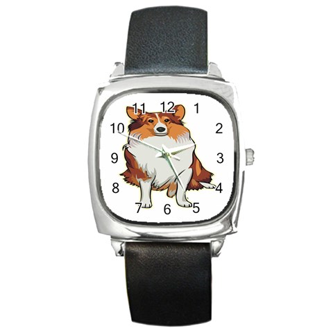 Shetland Sheepdog Square Metal Watch from ArtsNow.com Front