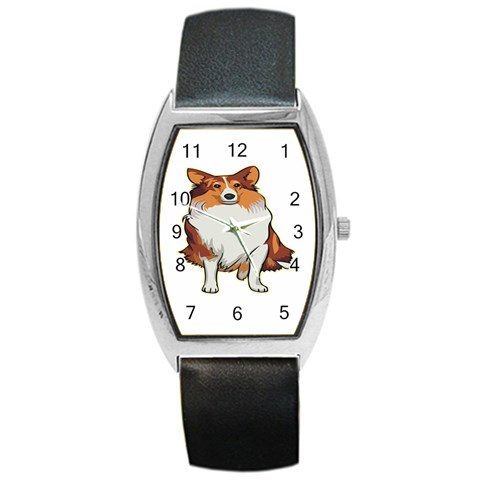 Shetland Sheepdog Barrel Style Metal Watch from ArtsNow.com Front