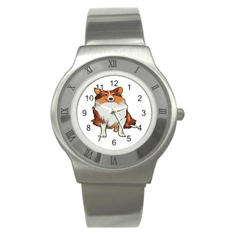 Shetland Sheepdog Stainless Steel Watch from ArtsNow.com Front