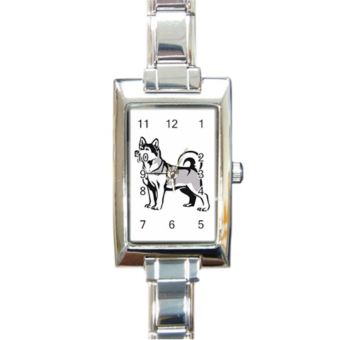 Siberian Husky Rectangular Italian Charm Watch from ArtsNow.com Front