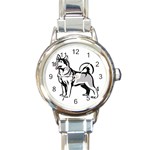 Siberian Husky Round Italian Charm Watch