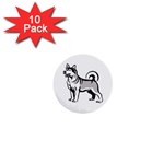 Siberian Husky 1  Mini Button (10 pack) 