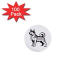 Siberian Husky 1  Mini Button (100 pack) 