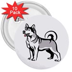 Siberian Husky 3  Button (10 pack)