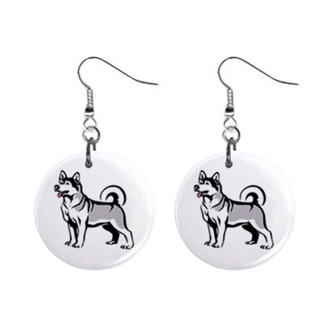 Siberian Husky 1  Button Earrings from ArtsNow.com Front