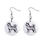 Siberian Husky 1  Button Earrings