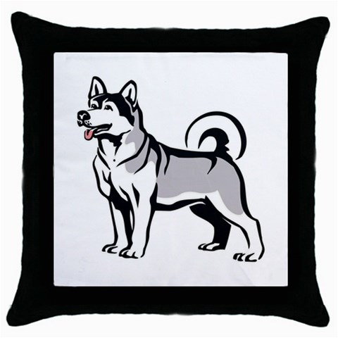 Siberian Husky Throw Pillow Case (Black) from ArtsNow.com Front