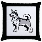 Siberian Husky Throw Pillow Case (Black)