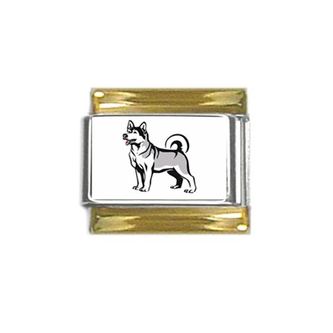 Siberian Husky Gold Trim Italian Charm (9mm) from ArtsNow.com Front