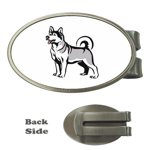 Siberian Husky Money Clip (Oval) from ArtsNow.com Front