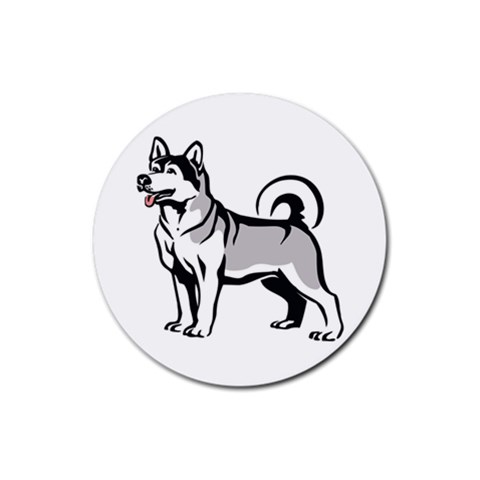 Siberian Husky Rubber Coaster (Round) from ArtsNow.com Front