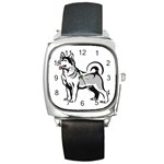 Siberian Husky Square Metal Watch