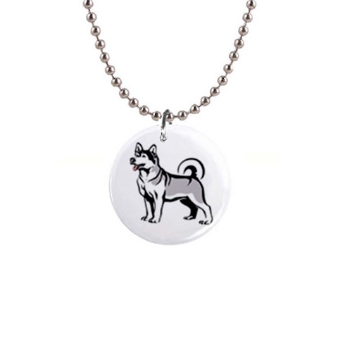 Siberian Husky 1  Button Necklace from ArtsNow.com Front