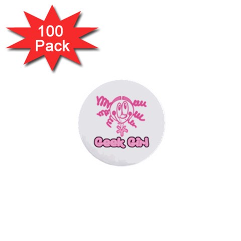 Geek Girl 1  Mini Button (100 pack)  from ArtsNow.com Front