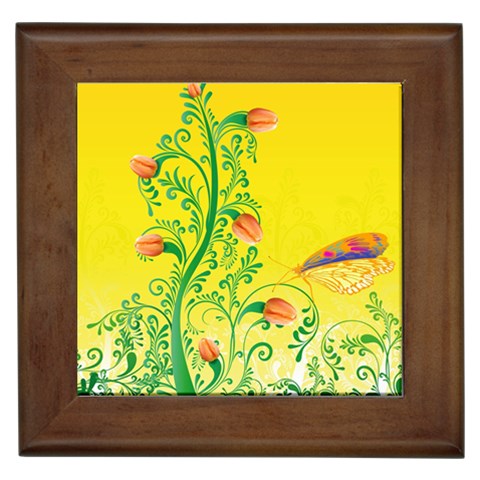 Whimsical Tulips Framed Ceramic Tile from ArtsNow.com Front