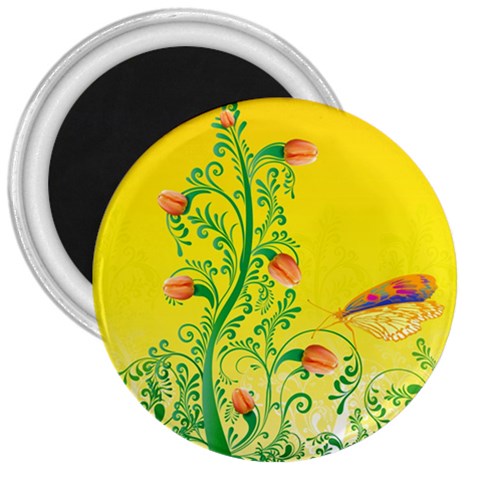 Whimsical Tulips 3  Button Magnet from ArtsNow.com Front