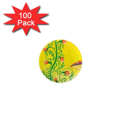 Whimsical Tulips 1  Mini Button Magnet (100 pack) from ArtsNow.com Front