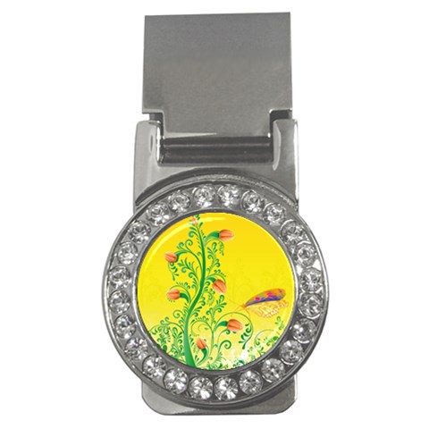 Whimsical Tulips Money Clip (CZ) from ArtsNow.com Front