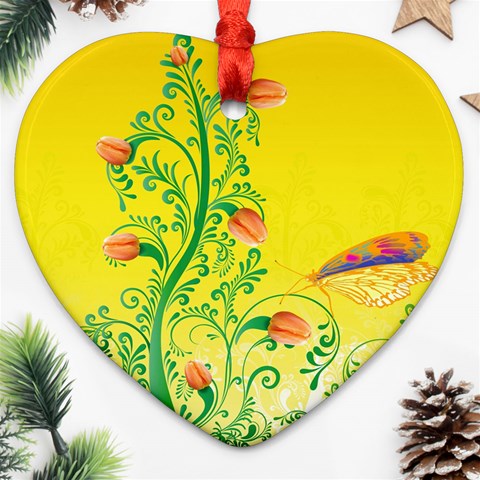 Whimsical Tulips Heart Ornament (Two Sides) from ArtsNow.com Front