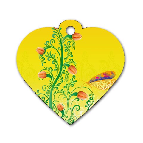 Whimsical Tulips Dog Tag Heart (One Sided)  from ArtsNow.com Front