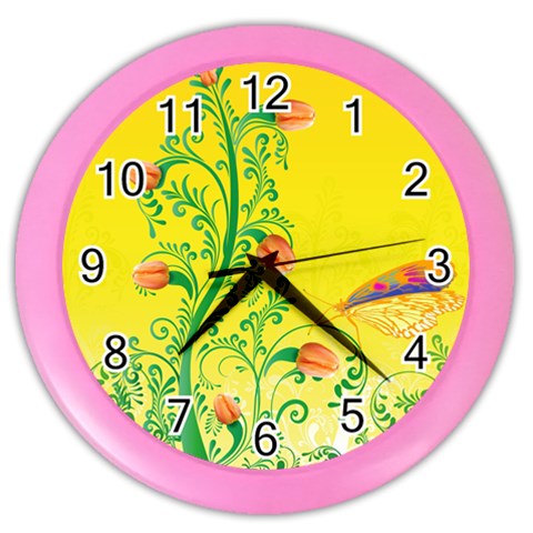 Whimsical Tulips Wall Clock (Color) from ArtsNow.com Front