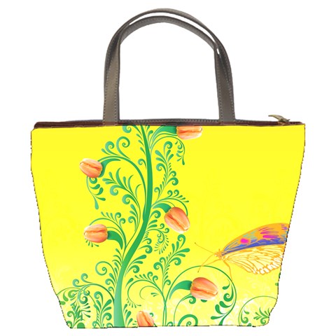 Whimsical Tulips Bucket Handbag from ArtsNow.com Back