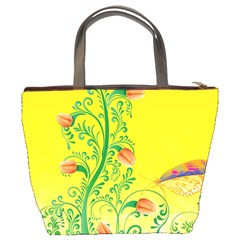 Whimsical Tulips Bucket Handbag from ArtsNow.com Back