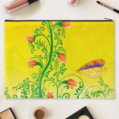 Whimsical Tulips Cosmetic Bag (XXXL) from ArtsNow.com Back