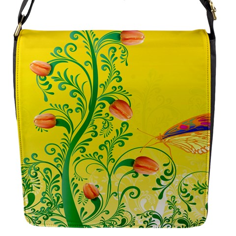 Whimsical Tulips Flap Closure Messenger Bag (Small) from ArtsNow.com Front