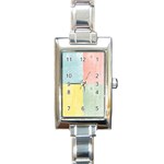 Pastel Textured Squares Rectangular Italian Charm Watch