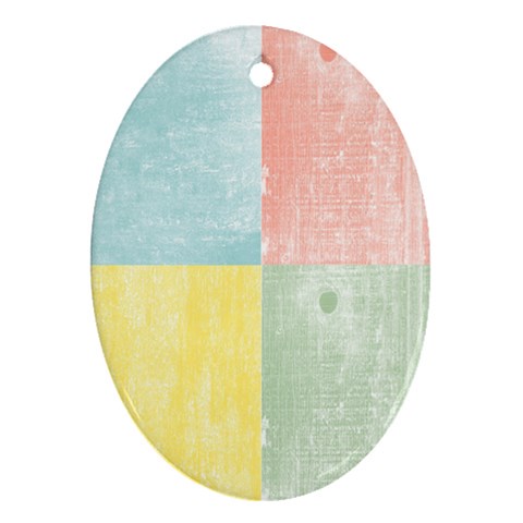 Pastel Textured Squares Oval Ornament from ArtsNow.com Front